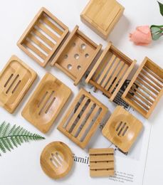 Soap Dish Holder Wooden Natural Bamboo Soap Dishes Simple Bamboo Soap Holder Rack Plate Tray Round Square Case Container F051632029522748