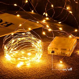 3M 5M 10M LED String Lights Battery operated LED Copper Wire Decoration Starry Fairy Light Holiday Wedding Light Party DIY Bedroom Christmas Tree Warm RGB