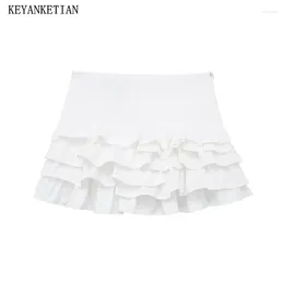 SKIRTS KEYANKETIAN 2024 LANÇA SWEET TIERED RUFFLES DECORATION MINI SKIRT SUMPLEM SUMPLEME