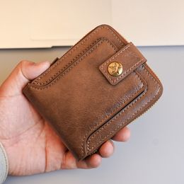 Cross-border Men's Short Zipper Wallet European And American Style Horizontal Functional Wallet Three-fold Multi-card Slot Buckle Wallet