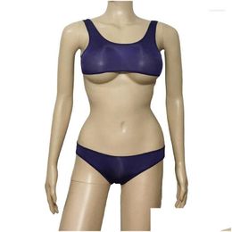 Bras Sets Women Sexy Lingerie School Girl Bikini Swimsuit Mini Bra Top And Brief Shorts Uniform Costume Drop Delivery Apparel Underw Dhbey