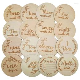 Party Decoration Wooden Monthly Cards Baby Printed Milestone Circle Disc Birth Commemorative Card