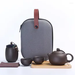 Teaware Sets Travel Tea Set Portable Bag Cup One Pot Two Purple Sand Gift Cups