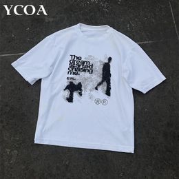 Men Tshirt Oversized Cotton Short Sleeve Shadow Print Y2k Top Tees Harajuku Streetwear Vintage Graphic Korean Aesthetic Clothing 240514