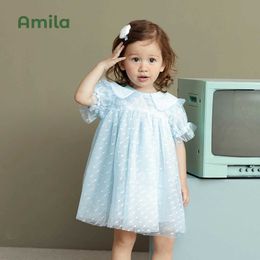 Girl's Dresses Amila Baby Girls Dress Summer Mesh Princess Dresses Little Girl Cute Doll Collar Dot Sweet Boutique Children Clothes 0-6 YearsL2405