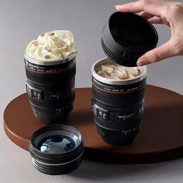 Water Bottles Lens Cup Camera Model Plastic Casual With Lid EF24-105mm Coffee Mug White Black Mugs Creative Gift