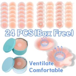 Bras 12/24 PCS Nipple Cover Versatile Soft Silicone Reusable Anti Convex Point Breast Petal Invisible Canned Adhesive Chest Patches