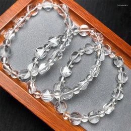 Link Bracelets Natural Clear Quartz Faceted Circle Bracelet Handmade Crystal Healing Jewellery Stretch Bangle Children Birthday Gift 10MM