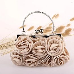 Waist Bags 70% Sell Women Fashion Rose Flower Pattern Faux Silk Handbag Bridal Clutch Bag For Wedding Evening Party