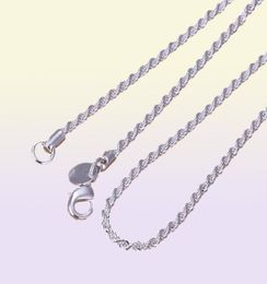 Retail Whole 925 Silver Plated Necklace Women Man Necklace 2mm 16 18 20 22 24 Inch Rope Chain Jewelry Accesorie4713181