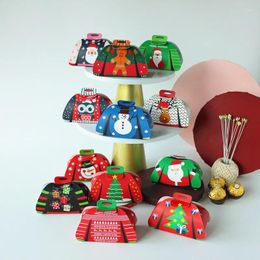 Gift Wrap 12pieces Cartoon Sweater Christmas Box Chocolate Candy Cookie Packaging Merry 2024 Happy Year Party Supplies