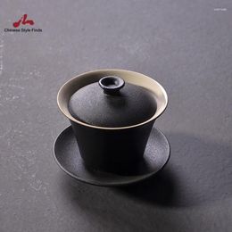 Teaware Sets Tea Set Black Crockery Ceramic Gaiwan Teacup Porcelain Cup Chinese 150ml
