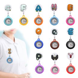 Party Favour Animal Letters Clip Pocket Watches Retractable Nurse Fob Watch Watche For With Sile Case Analogue Quartz Hanging Lapel Women Otbi2