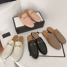 2023 Designer Princetown Slippers Genuine Leather Mules Women Loafers Metal Chain Comfortable Casual Shoe Lace Velvet Slipper Box ggitys 67RS