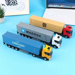 Diecast Model Cars 1 piece of 1 36 die-casting alloy truck head model toy container truck rear pull with light engineering transport vehicle suitable for children