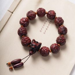 Link Bracelets Natural Lobular RosewoodDIYHand-Held Chain Buddha Prayer Beads String Ancient Carved Men And Women With Jewellery Gift