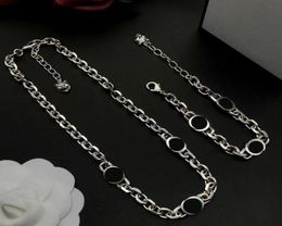 Designer Choker Necklace Fashion Men Women Stainless Steel Bracelets Cuban Silver Chain Brand Letter Pendants for Unisex Collar Hi8797226