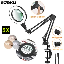 Table Lamps EOOKU Touch Control 8X Magnifying Glass Lamp With 108Pcs LED Light Magnifier Reading Working For Home Study EU/US 12V
