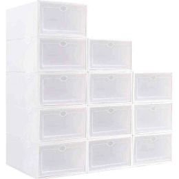 Bins Dustproof Shoe Organiser Boxes Clear Plastic Stackable, Sneaker Containers, Closet Organisers and Storage Bins