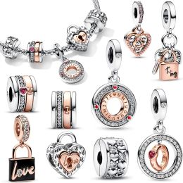 New charms Colourful Padlock Style Padlock and Love Key Charm Fit Pandoras Bracelet S925 Sterling Silver Fashion Girl designer Jewellery Gift