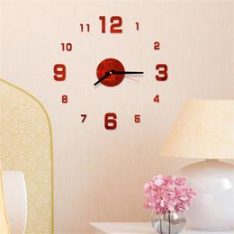 Wall Stickers 25# 3D DIY Roman Numbers Acrylic Mirror Sticker Clock Modern Home Decor Mural Decals Decoration Living Room