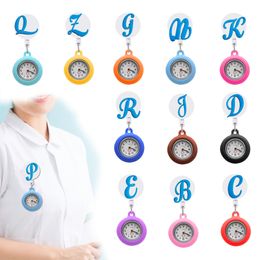 Pocket Watches Blue Large Letters Clip Retractable Hospital Medical Workers Badge Reel On Lapel Fob Watch Hang Clock Gift With Second Otcj9