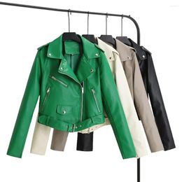 Women's Jackets UNIZERA 2024 Autumn/Winter Product Fashion And Casual Versatile Polo Collar Leather Zipper Decoration Jacket Coa