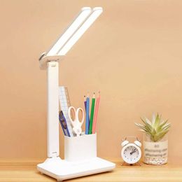 Table Lamps LED Table Lamp Double Head LED Desk Lamp USB Chargeable Touch Foldable Table Light Eye Protection Desktop Reading Night Lights