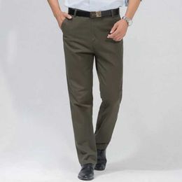 Men's Pants Mens Summer Thin Pants Autumn Thick 100% Cotton Classic Solid Casual Bland High Waist Trousers Business Office Brand Cargo Pants Y240514