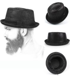 Wide Brim Hats Men Fedora Hat Fashion Leather Gentleman Flat Pork Pie For Dad Bowler Jazz Sun Big 4Size S M L XL7206909
