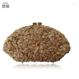 Evening Bags Women Yellow/Champagne Color Crystal Hand-Made Diamond Wedding Handbag Bridal Party Clutch Purses