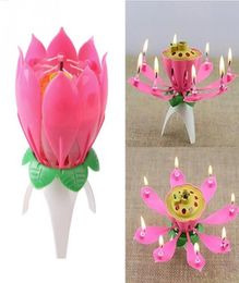 Personality Lotus Flower Candle Singlelayer Music Candles Birthday Party Cake Sparkle3256962