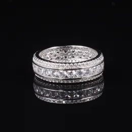 High quality Authentic 10KT White Gold filled full Gemstone Rings 925 Silver with pave Simulated Diamond Rings European Women men Jewelry style