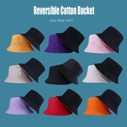 Reversible Cotton Bucket Hat Two Side Wear Unisex Simple Bob Cap Hip Hop Gorros Men Women Panama Cap Beach Fishing Boonie Sunhat 240515
