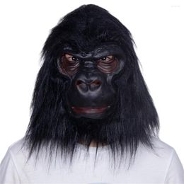 Party Supplies Halloween Gorilla Full Head Mask Latex Black Chimpanzee Lifelike Animal With Hair Cosplay Clothing Cover