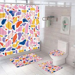 Shower Curtains Modern Terrazzo Curtain Set Abstract Marble Colorful Stone Bathroom Anti-slip Bath Mat Toilet Lid Cover Rug Home