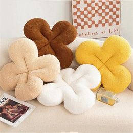 Pillow Nordic Ins Four-petal Flower Sofa Cotton White Luxury Knitted Plush Bedside Girls Gift Cute