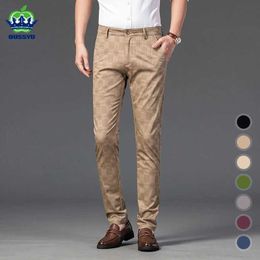 Men's Pants 7 Colour Spring Summer Stretch Plaid Casual Pants Mens Cotton Luxury High Quality Business Thin Brand Straight Trousers Male Y240514