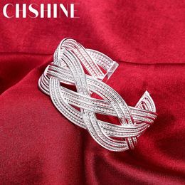 925 Sterling Silver Bracelets for Women elegant Braided wire bangle Fashion Wedding Party Christmas Gift Girl student Jewelry 240507