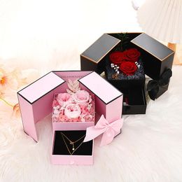 Gift Wrap Eternal Romantic Flower Soap Rose Jewellery Box Surprise For Wife Girlfriend Valentine's Day Wedding Birthday