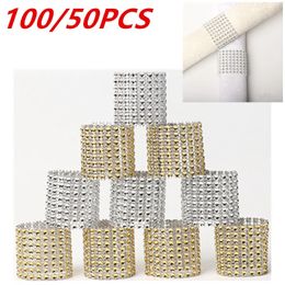 10050pcs Rhinestone Napkin Rings Bling Decoration Wedding Dinner Elegant Gold Sliver Holder Party Supplies 240429