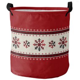 Laundry Bags Christmas Red Plaid Snowflake Foldable Basket Kid Toy Storage Waterproof Room Dirty Clothing Organizer