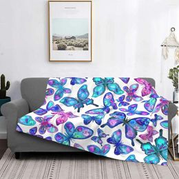 Blankets Watercolour Butterflies Blanket Coral Fleece Plush Summer Colourful Multi-function Soft Throw For Bedding Car Bedspreads