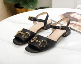 Classic High heeled sandals party fashion leather women Dance shoe designer sexy heels Suede Lady Metal Belt buckle Thick Heel Wom5188915