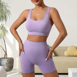 Women's Tracksuits Women Sports Suit Seamless Yoga Outfit Set With High Waist Leggings Bra For Fitness Workout Shorts