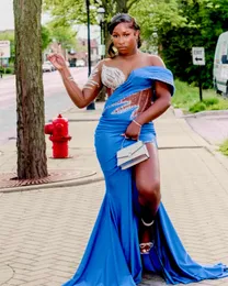 2024 Arabski Aso Ebi Ebi Blue Mermaid Sukienki na bal