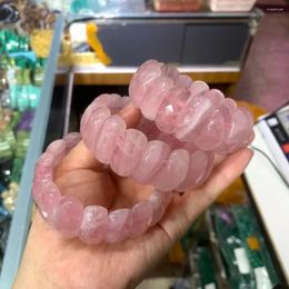 Strand 2024 Natural Madagascar Rose Quartz Stone Beads Bracelet Gemstone Charming Bangle Fine Jewellery For Woman Gift