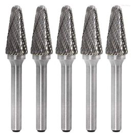 5Pcs SL-4 Tungsten Carbide Burrs Cylinder Shape Double Cut Rotary Burr File With 1/4 Shank For Tool Die Grinder