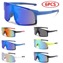 Sunglasses 6pcs Cycling Men Women Riding Running Sports Sun Glasses Skiing Fishing Climbing Goggles Bike Mirror Lens Eyewear