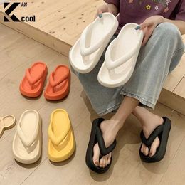 Slippers 4.5CM Platform Summer Female Flip Flop Beach Outdoor Sandals Soft EVA Women Men Non-Slip House Shoes Home Slides New H240514